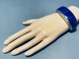 6 Inch Wrist Larson Lee Vintage Native American Navajo Lapis Inlay Sterling Silver Bracelet-Nativo Arts