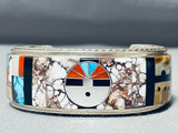 One Of The Most Intricate Native American Zuni Turquoise Sterling Silver Agate Bracelet-Nativo Arts