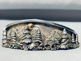3d Forest Vintage Native American Navajo Sterling Silver Gold Sun Bracelet-Nativo Arts