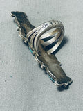 Superb Vintage Native American Navajo 3 Pilot Mountain Turquoise Sterling Silver Colossal Ring-Nativo Arts