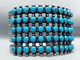 Towering Vintage Native American Navajo Teardrop Turquoise Sterling Silver Bracelet-Nativo Arts
