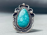 Opulent Vintage Native American Navajo Carico Lake Turquoise Sterling Silver Ring Old-Nativo Arts