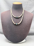 Heavy 161 Grams Vintage Native American Navajo Sterling Silver Turquoise Heishi Necklace-Nativo Arts