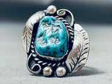 Tc Exceptional Vintage Native American Navajo Morenci Turquoise Sterling Silver Ring