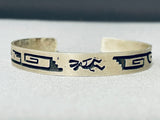 Kokopelli Dancer Vintage Navajo Sterling Silver Geomtric Bracelet-Nativo Arts