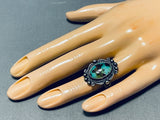 Impressive Vintage Native American Navajo Carico Lake Turquoise Sterling Silver Ring-Nativo Arts
