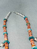 Gasp! Native American Navajo Turquoise Sterling Silver Spiny Oyster Squash Blossom Necklace-Nativo Arts