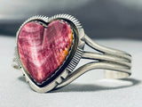 Fabulous Vintage Native American Navajo Signed Purple Spiny Heart Sterling Silver Bracelet-Nativo Arts
