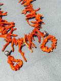 Native American Exceptional Vintage Santo Domingo Coral Sterling Silver Necklace & Earrings Set-Nativo Arts
