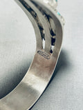 Signed Native American Navajo Carico Lake Turquoise Sterling Silver Bracelet-Nativo Arts