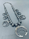 Fabulous Vintage Sturdy Sterling Silver Squash Blossom Necklace-Nativo Arts