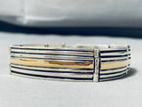 Astounding Vintage Native American Navajo Sterling Silver And 14k Gold Bracelet Signed V. Hicks-Nativo Arts