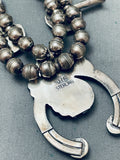 James Henderson Vintage Native American Navajo Turquoise Sterling Silver Squash Blossom Necklace-Nativo Arts