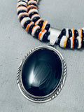 Herm Lee Best Vintage Navajo Shell Jet Sterling Silver Necklace-Nativo Arts