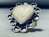 Jawdrop Fab Vintage Native American Navajo Mother Of Pearl Sterling Silver Heart Ring-Nativo Arts