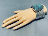 Enormous Vintage Native American Navajo Spiderweb Turquoise Sterling Silver Bracelet-Nativo Arts