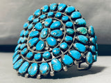 Museum Vintage Native American Navajo Turquoise Cluster Sterling Silver Bracelet-Nativo Arts