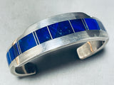6 Inch Wrist Larry Chavez Vintage Native American Navajo Lapis Inlay Sterling Silver Bracelet-Nativo Arts