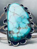 Towering Vintage Native American Navajo Spiderweb Turquoise Sterling Silver Bracelet