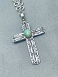 Tony Aguilar Sr Vintage Santo Domingo Green Turquoise Sterling Silver Necklace-Nativo Arts