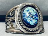 Ice Blue Agate Very Rare Vintage Native American Navajo Sterling Silver Bracelet Old-Nativo Arts