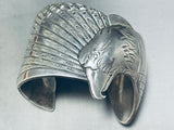 Tim James 100 Gram Eagle Vintage Native American Navajo Sterling Silver Heavy Bracelet-Nativo Arts