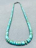 Early 1900;s Vintage Native American Navajo Graduating Turquoise Heishi Sterling Silver Necklace-Nativo Arts