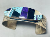 One Of The Most Unique Vintage Native American Navajo Turquoise Inlay Sterling Silver Bracelet-Nativo Arts