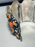 The Biggest Best Vintage Coral Sterling Silver Clasp Bracelet!-Nativo Arts