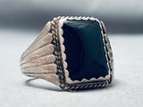 Squared Onyx Vintage Native American Navajo Sterling Silver Ring Old-Nativo Arts