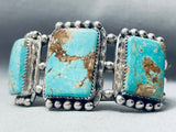 One Of Best Ever Vintage Native American Navajo Squared #8 Turquoise Sterling Silver Bracelet-Nativo Arts