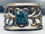 One Of Most Amazing Vintage Native American Navajo Turquoise Spiderweb Sterling Silver Bracelet-Nativo Arts