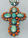 Best Vintage Santo Domingo Royston Turquoise Sterling Silver Cross Necklace-Nativo Arts