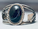 One Of The Best Vintage Native American Navajo Domed Onyx Sterling Silver Bracelet-Nativo Arts