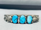 Superb Vintage Native American Navajo Morenci Turquoise Sterling Silver Bracelet-Nativo Arts