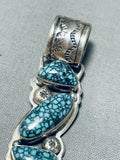 Rare Vintage Native American Navajo Lander Blue Turquoise Sterling Silver Pendant-Nativo Arts