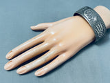 Highly Detailed Vintage Native American Navajo Sterling Silver Hand Bracelet