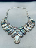 The Biggest Best Vintage Native American Navajo Abalone Sterling Silver Necklace-Nativo Arts