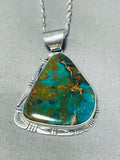 Signed Native American Navajo Royston Turquoise Sterling Silver Necklace-Nativo Arts