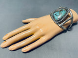 Coffee Bean Silver Work! Vintage Native American Navajo Spiderweb Turquoise Sterling Bracelet-Nativo Arts