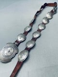 Hand Tooled Vintage Native American Navajo Sterling Silver Repoussed Concho Belt-Nativo Arts