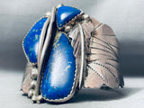 One Of The Best Vintage Native American Navajo Lapis Sterling Silver Shield Bracelet