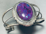 Domed Purple Sugilite Vintage Native American Navajo Sterling Silver Bracelet-Nativo Arts