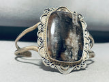 Midnight Dreamy Agate Vintage Native American Navajo Sterling Silver Bracelet-Nativo Arts