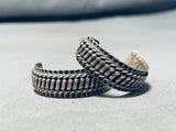 Traditional Vintage Native American Navajo Sterling Silver Rope Hoop Earrings-Nativo Arts