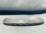 Classic Native American Navajo Signed Sterling Silver Solid Tawney Willie Bracelet-Nativo Arts