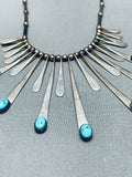 Dangling Turquoise Vintage Native American Navajo Sterling Silver Necklace-Nativo Arts