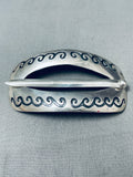 Wave Pattern Vintage Native American Navajo Sterling Silver Hair Barrette