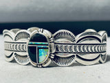Heavy Thick Vintage Native American Navajo Opal Sterling Silver Inlay Bracelet-Nativo Arts
