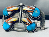 The Best Vintage Native American Navajo Turquoise Inlay Sterling Silver Butterfly Bracelet-Nativo Arts